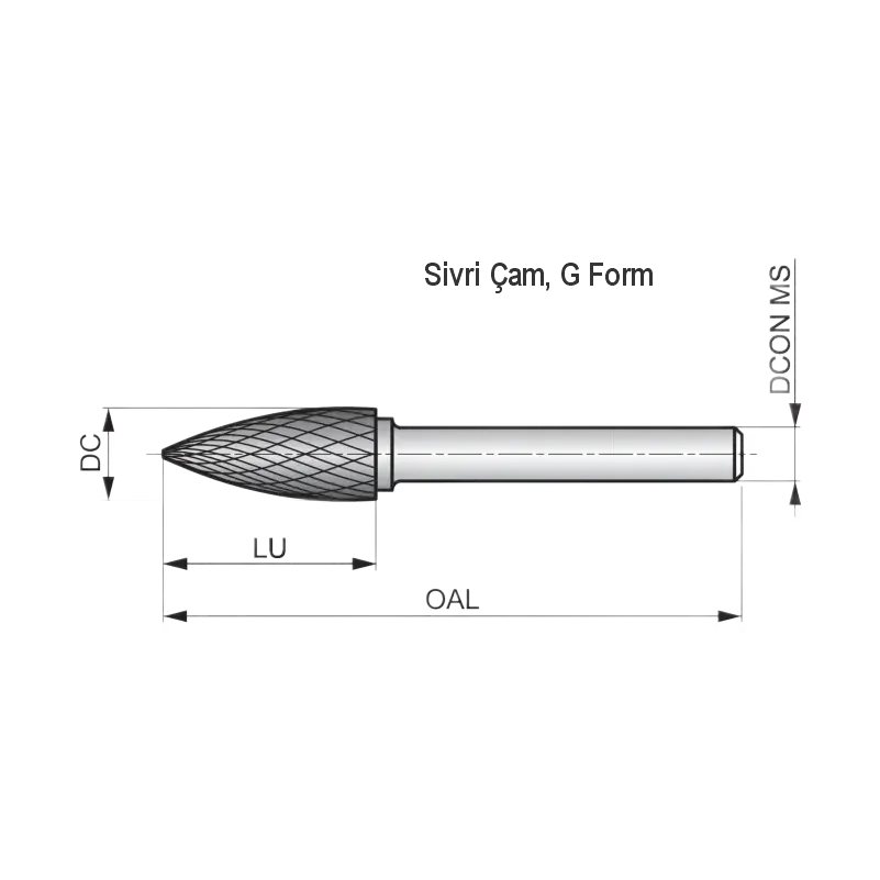 Euroasia G12x25x06x70DC G Formu Karbür Kalıpçı Taşlama Freze — görsel 2