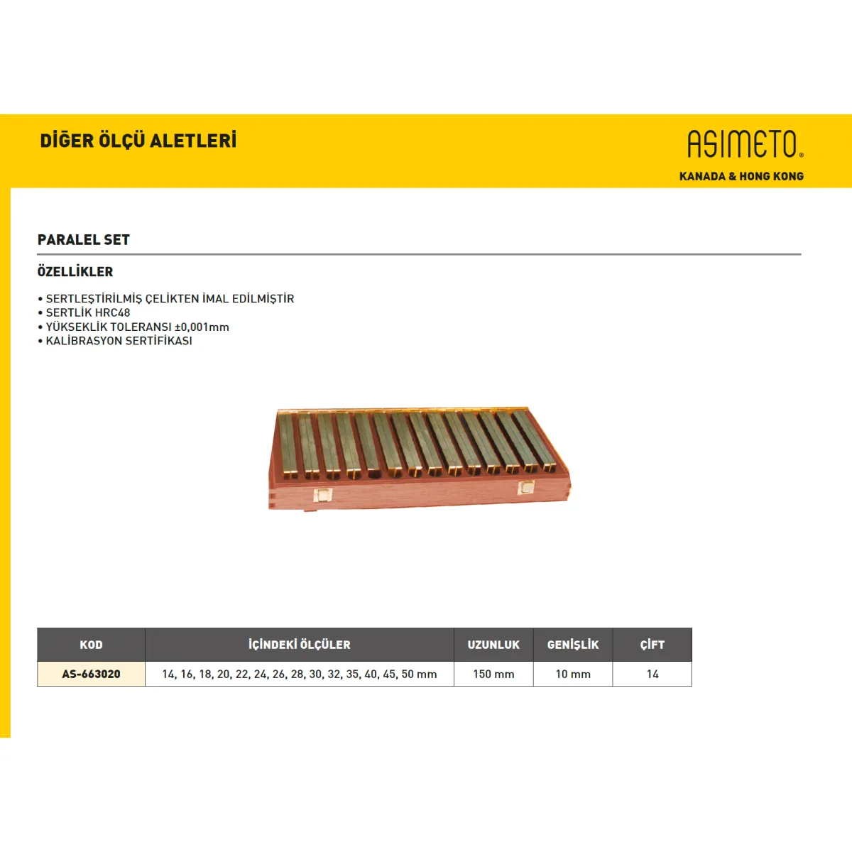 Asimeto AS-663020 Paralel Set 14 Çift Boy:150Mm Kalınlık:10mm — görsel 2