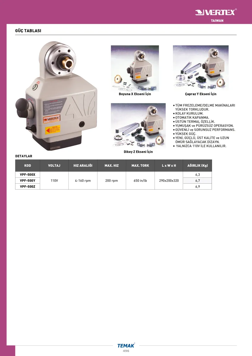 Vertex VPF-500Z  Align Motor Z Eksen — görsel 2