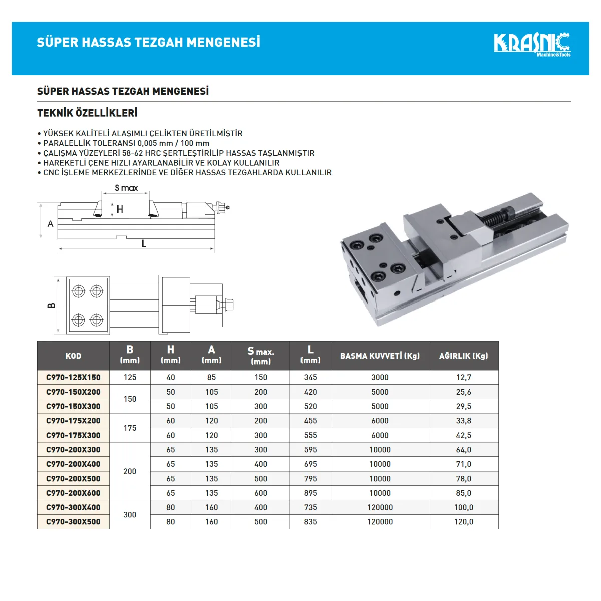 Kranic C970-125X150 125x150mm Süper Hassas Tezgah Mengenesi — görsel 2