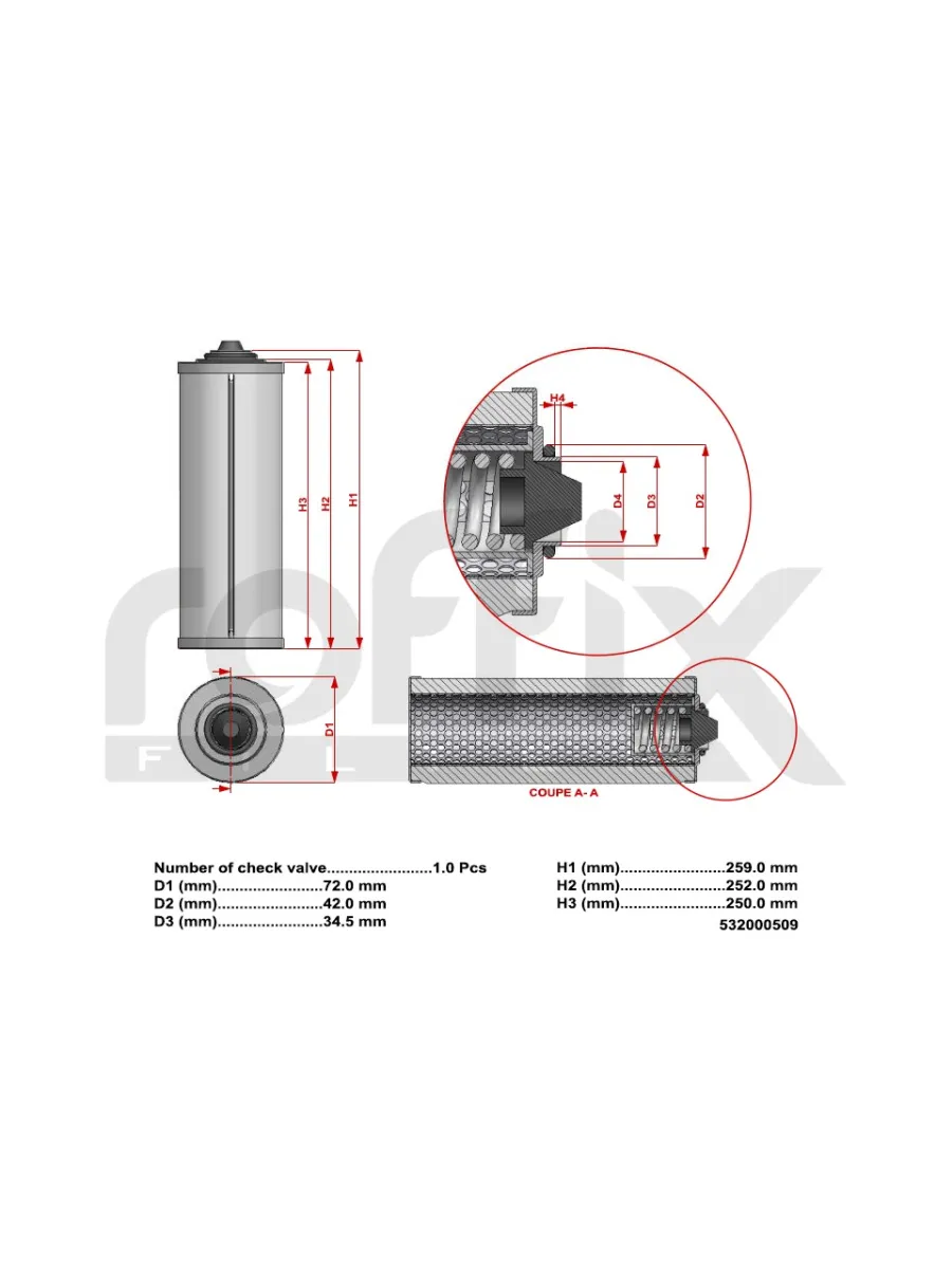 Roffix 532000509  Vakum Pompası Separatör Filtresi — görsel 2