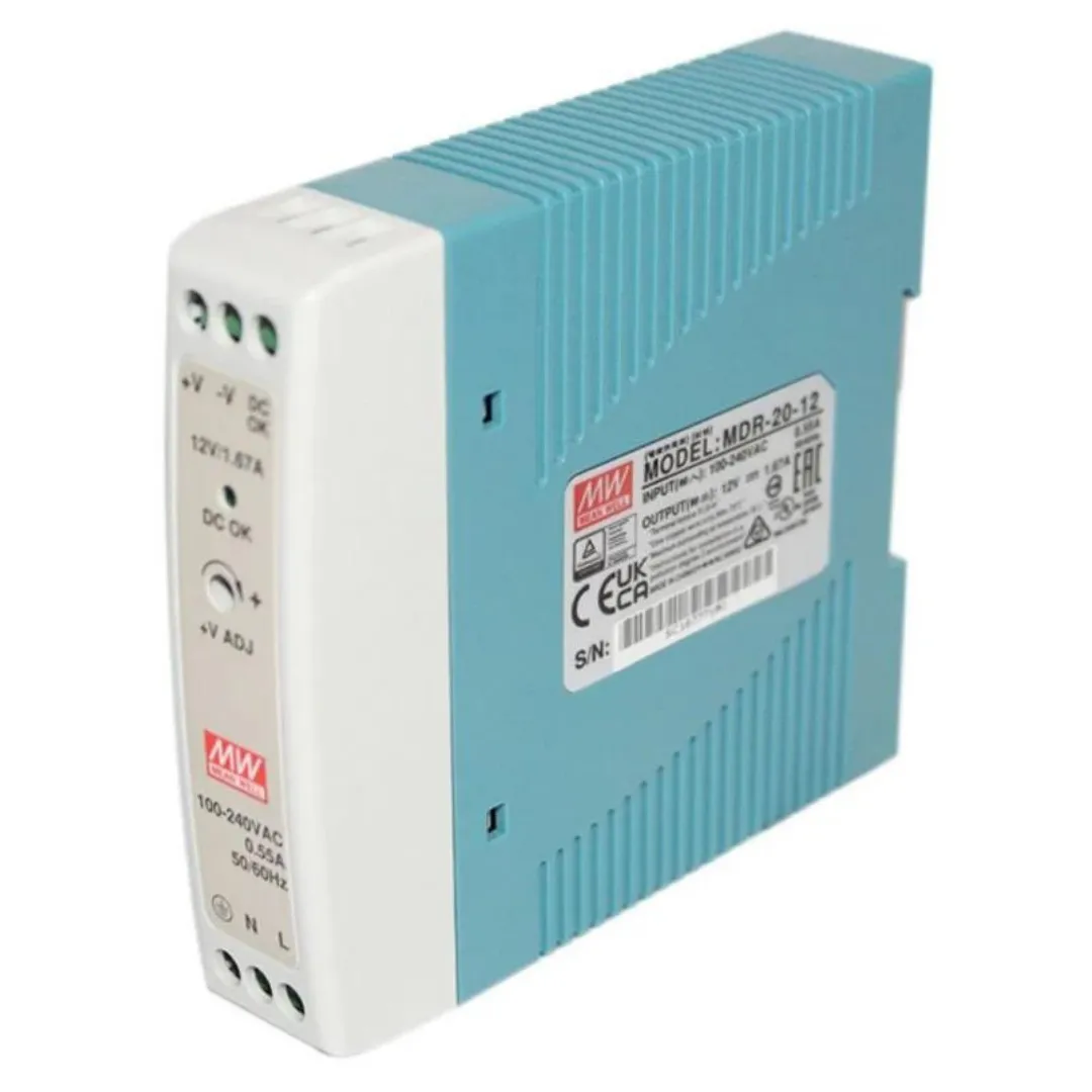 Meanwell MDR-20-12 12VDC 1.6A Ray Montaj Tip Regüle Güç Kaynağı — görsel 1