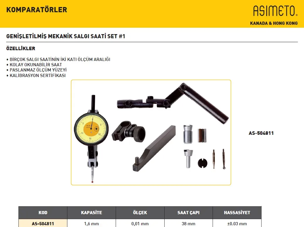 Asimeto AS-504811 Salgı Komparatör Saati Set1 1.6mmx0.01 — görsel 2