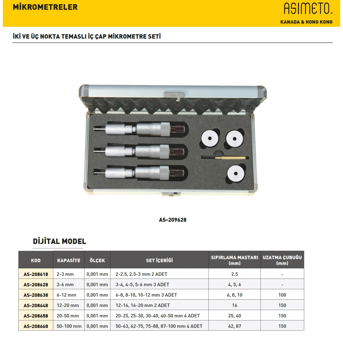 Asimeto AS-208648 12-20mmx0.001 2/3-Nokta Temaslı Dijital Mikrometre — görsel 3