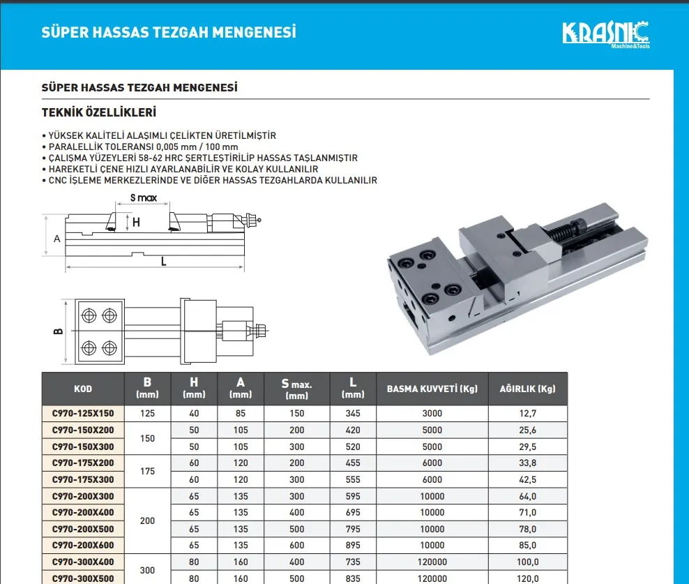 Krasnic C970-300X500 Süper Hassas Tezgah Mengenesi — görsel 2