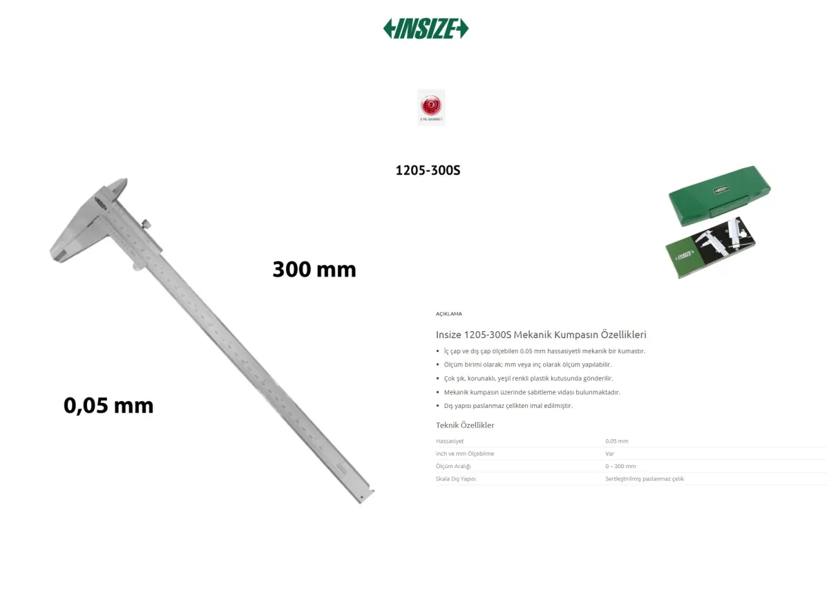 Insize Mekanik Kumpas 300 mm (1205-300) — görsel 2