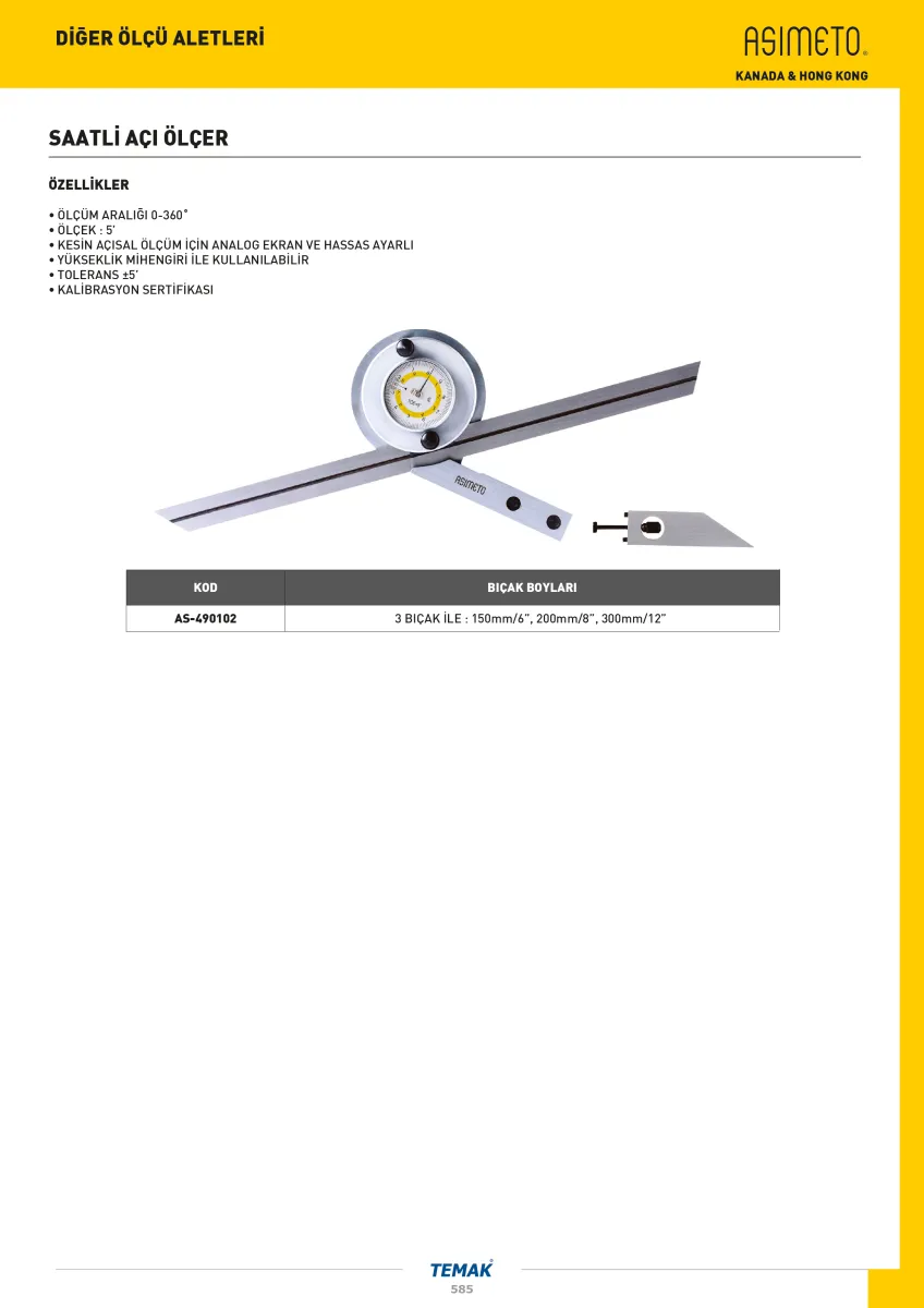 Asimeto AS-490102 3 Çubuklu Büyüteçli  Açı Ölçer — görsel 2