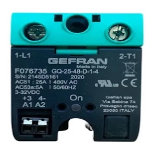 Gefran GQ-25-48-D-1-4 SSR 25A 480V Monofaz Kare Gövde Röle