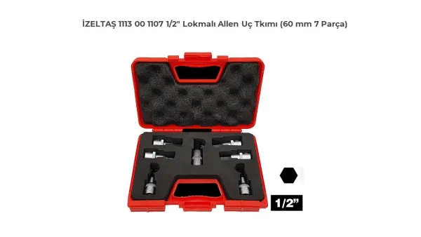 İzeltaş 1/2" Lokmalı Allen Uç Takımı 7 Parça 60mm 1113001107