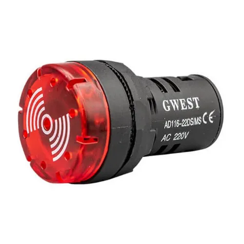 Gwest 22DS/MS İkazlı Kırmızı Ledli Flaşör Buzzer 220VAC/DC 22mm — görsel 1