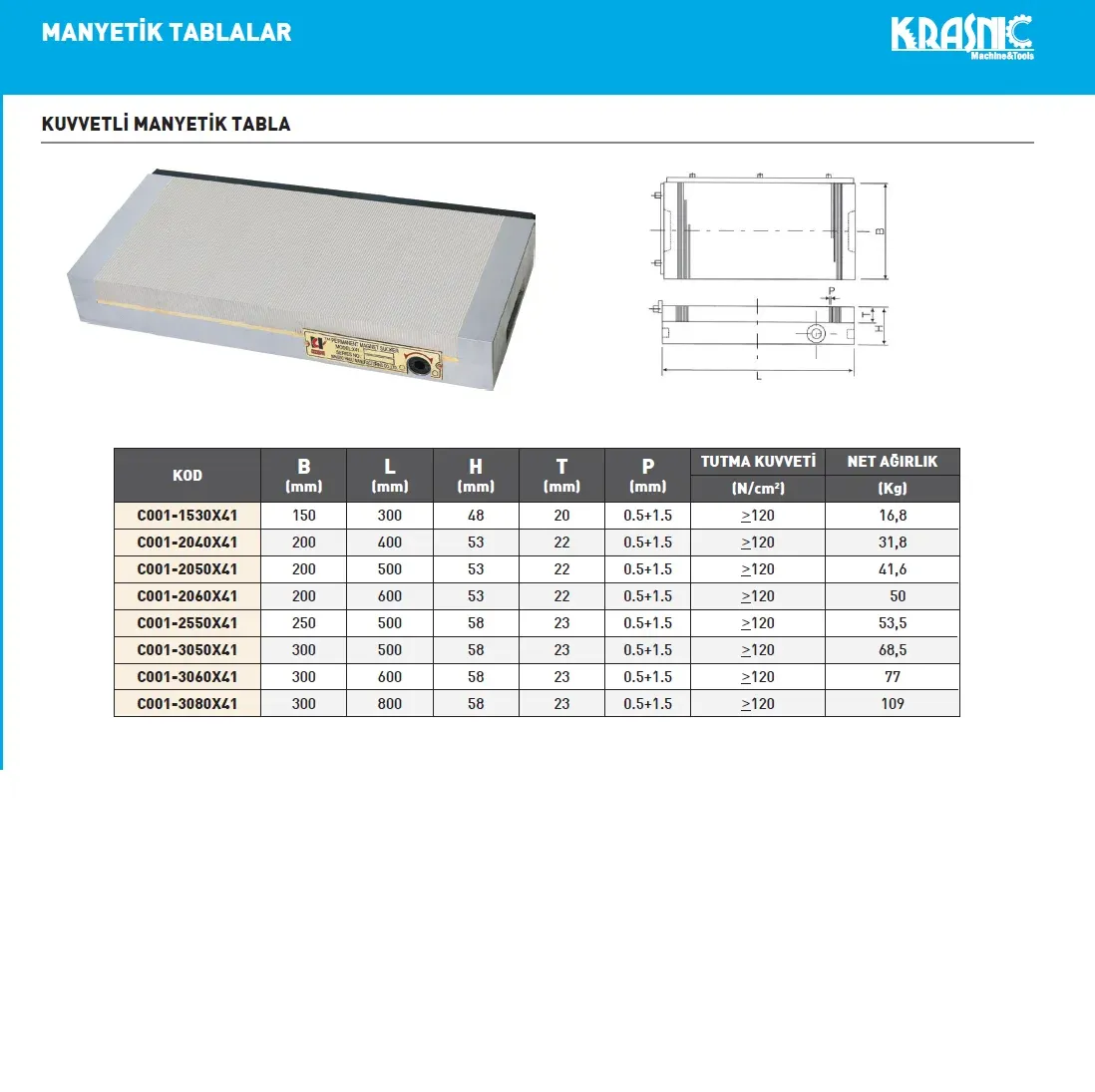 Krasnic C001-3050X41   300x500mmx41 Manyetik Tabla 12kgf — görsel 2
