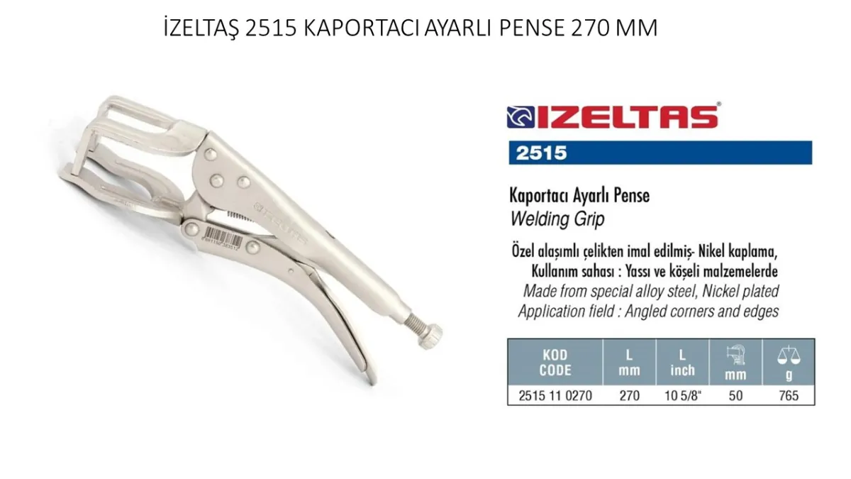 İzeltaş Kaportacı Ayarlı Pense 270 mm 2515110270 — görsel 1