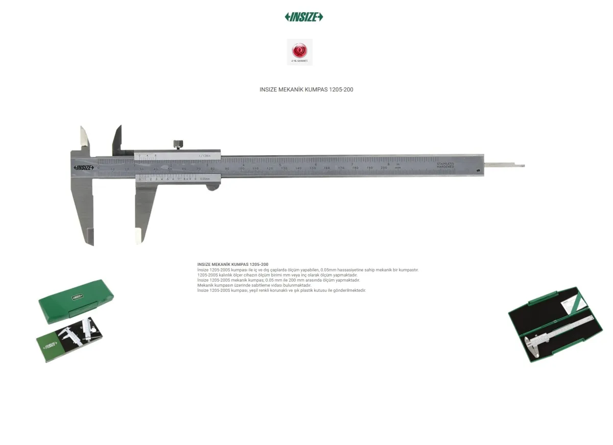 Insize Mekanik Kumpas 200 mm (1205-200) — görsel 2