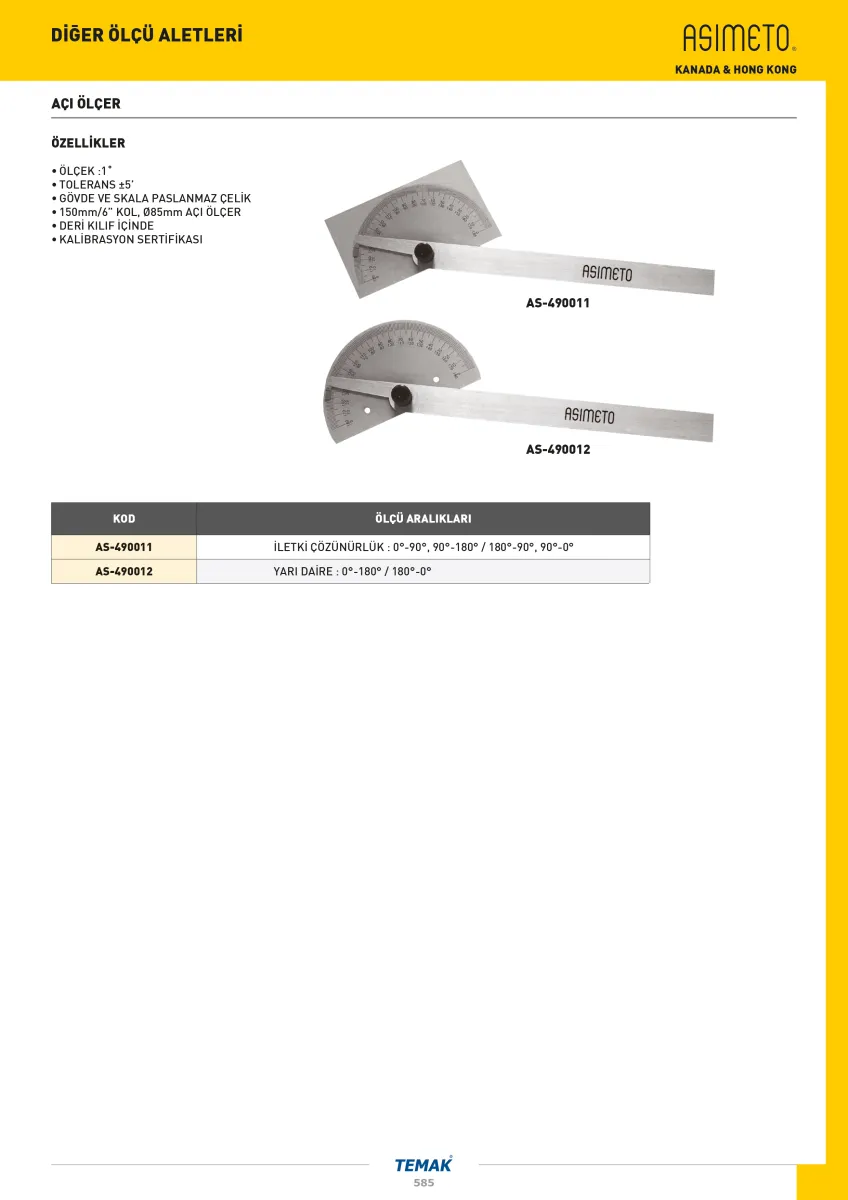 Asimeto AS-490012 85x150mm Açılı Gönye Yarı Daire Plakalı — görsel 2