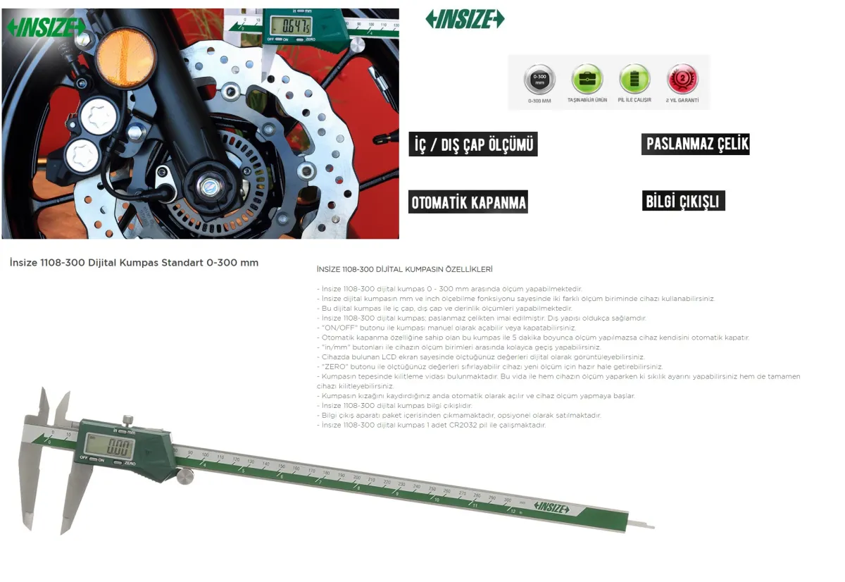 Insize Dijital Kumpas 300 mm (1108-300) — görsel 3
