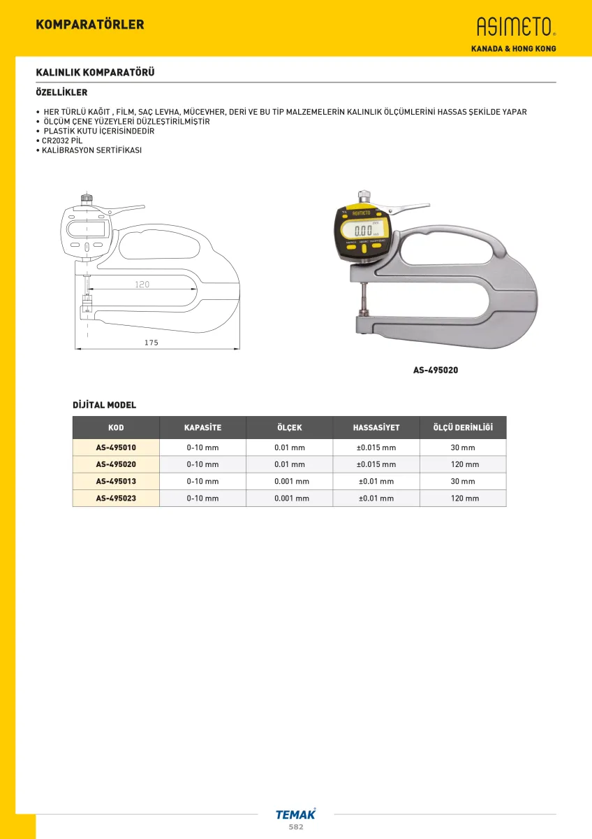 Asimeto AS-495010 0-10Mmx0.01X30 Dijital Kalınlık Komparatörü — görsel 2