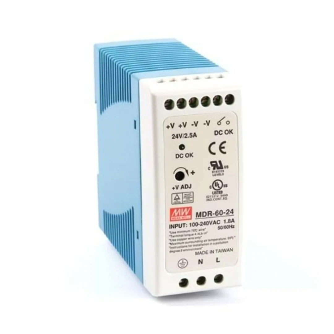 Meanwell Mdr-60-24 24VDC 2.5A Ray Montaj Tip Regule Güç Kaynağı — görsel 1