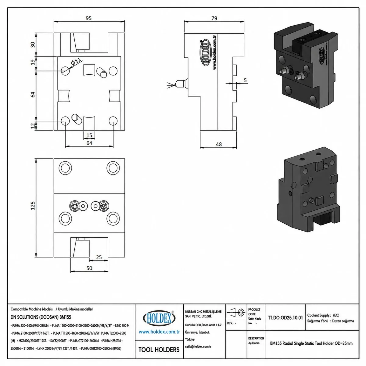 Holdex TT.DO.OD25.10.01 BMT55 Dış Çap Kater Tutucu 25mm — görsel 2