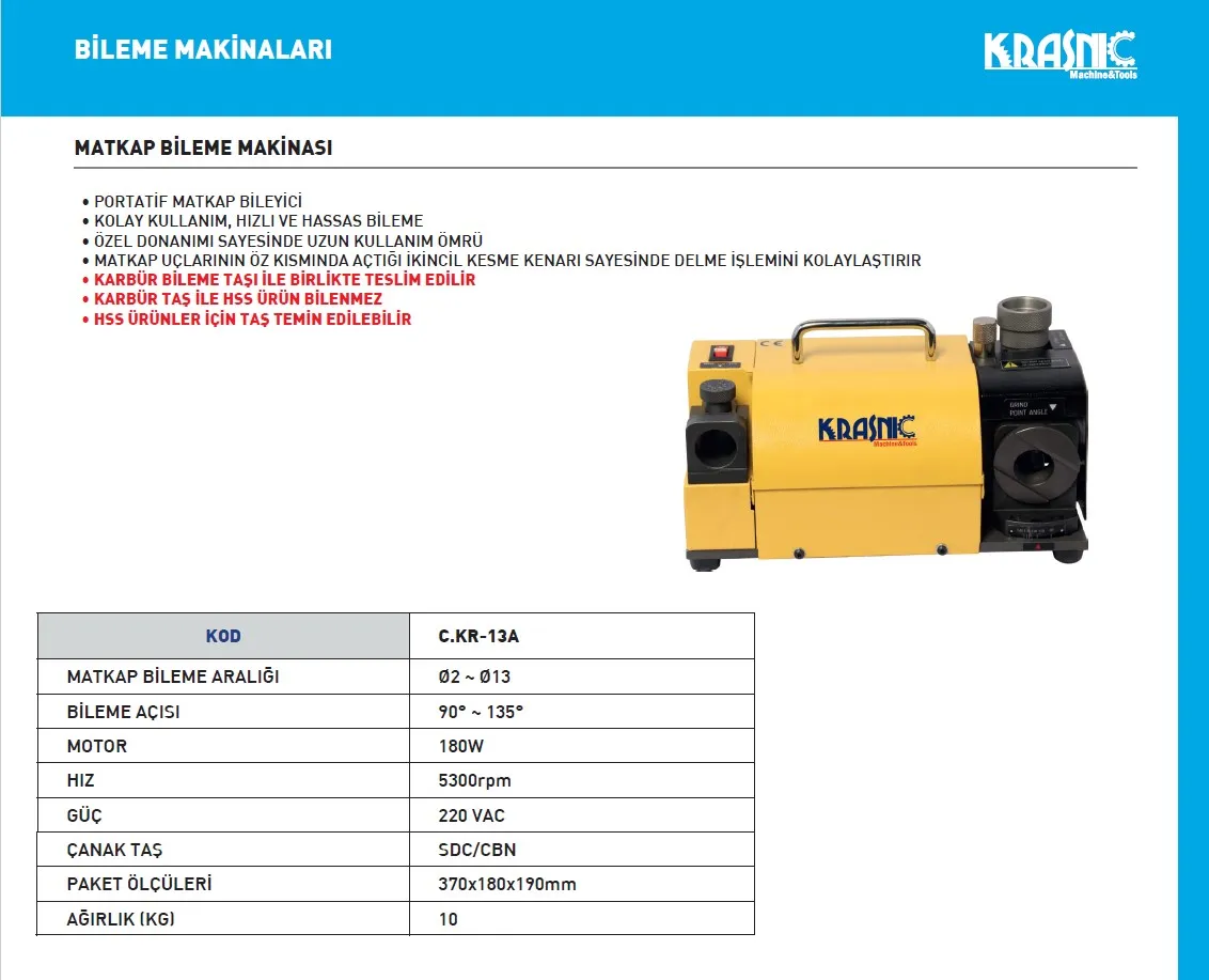 Krasnic C.KR-13A 2-13 Matkap Bileme Makinası — görsel 2