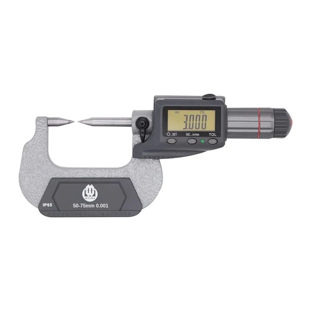 Werka 217-6162  Ip65 50-75mm/2.3" Sivri Uçlu Dijital Mikrometre — görsel 1