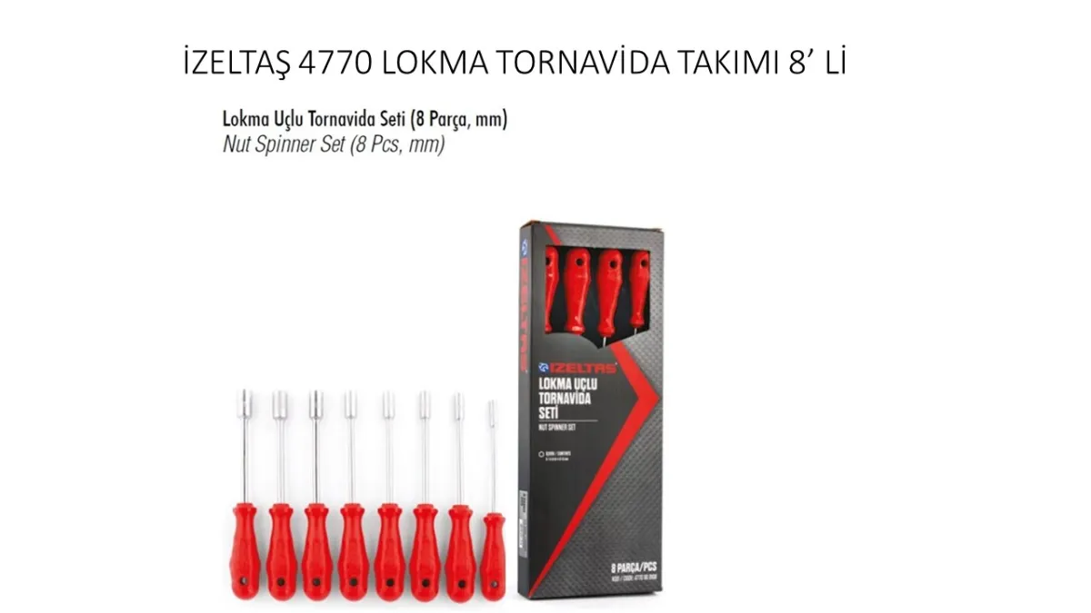 İzeltaş Lokma Uçlu Tornavida Takımı 8 Parça 6 / 13 mm 4770008108 — görsel 1