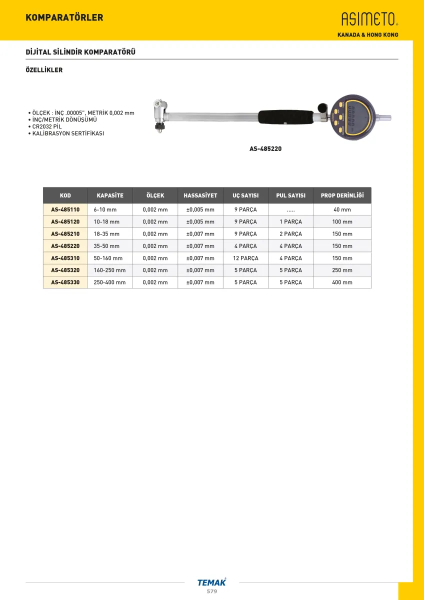 Asimeto AS-485220 35-50mmx0.002 Dijital Silindir Komparatörü — görsel 2