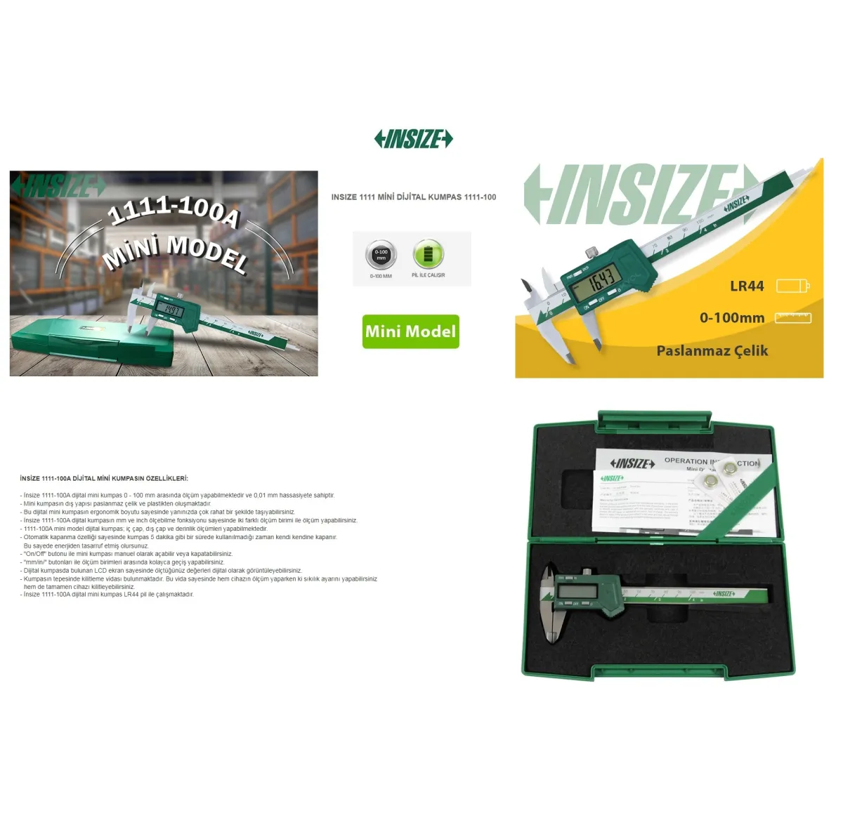 Insize 1111-100A Dijital kumpas 100 mm — görsel 2