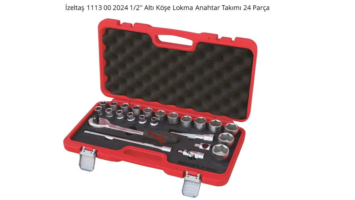 İzeltaş 1/2" Altı Köşe Lokma Anahtar Takımı 24 Parça 1113002107 — görsel 1