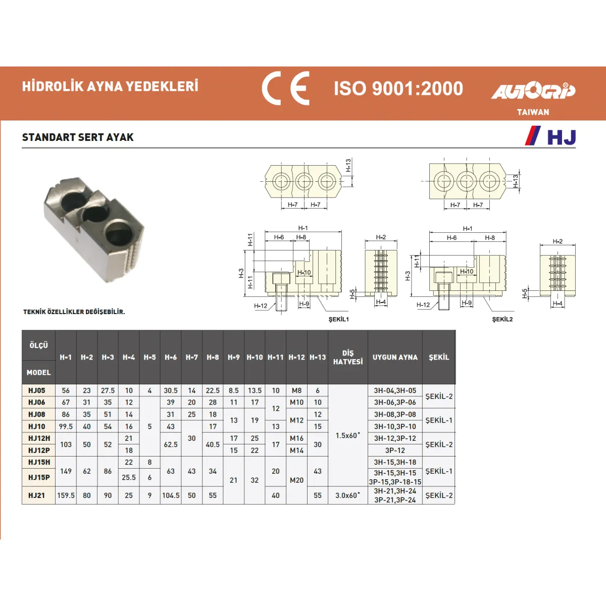 Autogrip ATG-HJ4-10 10" Hidrolik Yedek Sert Ayak Takımı — görsel 2