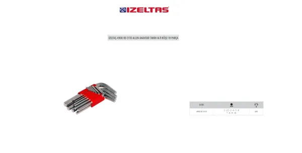 İzeltaş Allen Anahtar Takımı 2-10 mm 10 Parça Kısa 4900003110