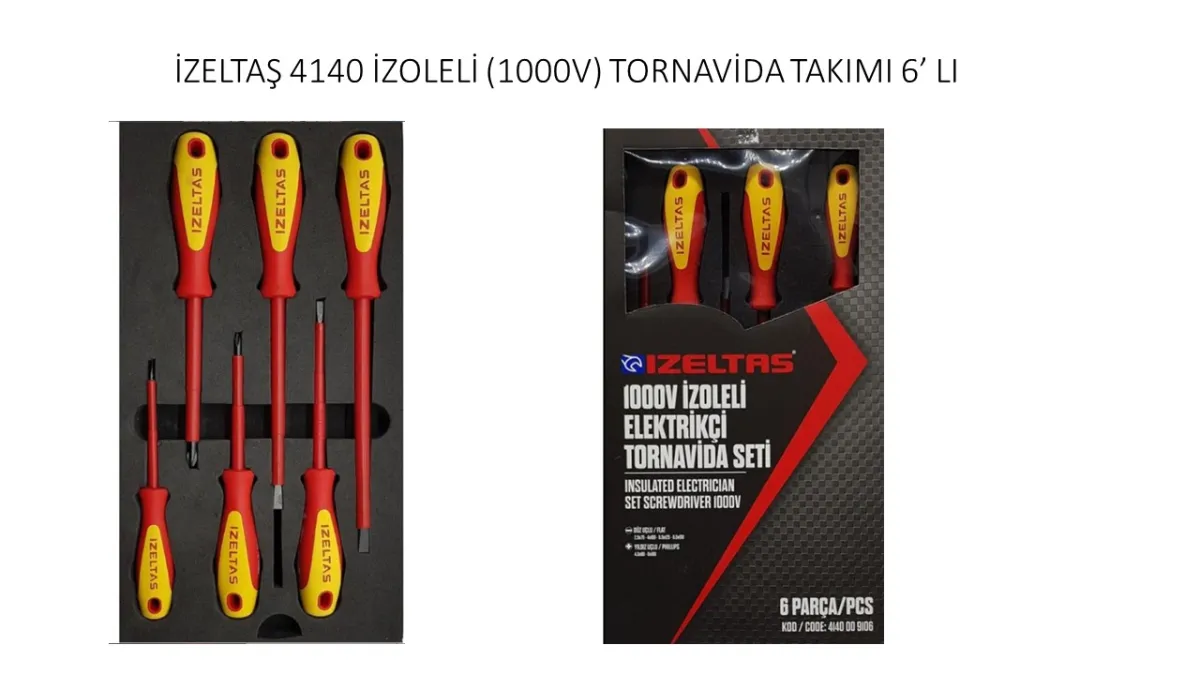 İzeltaş 1000V İzoleli Elektrikçi Tornavida Seti 6 Parça 4140009106 — görsel 2
