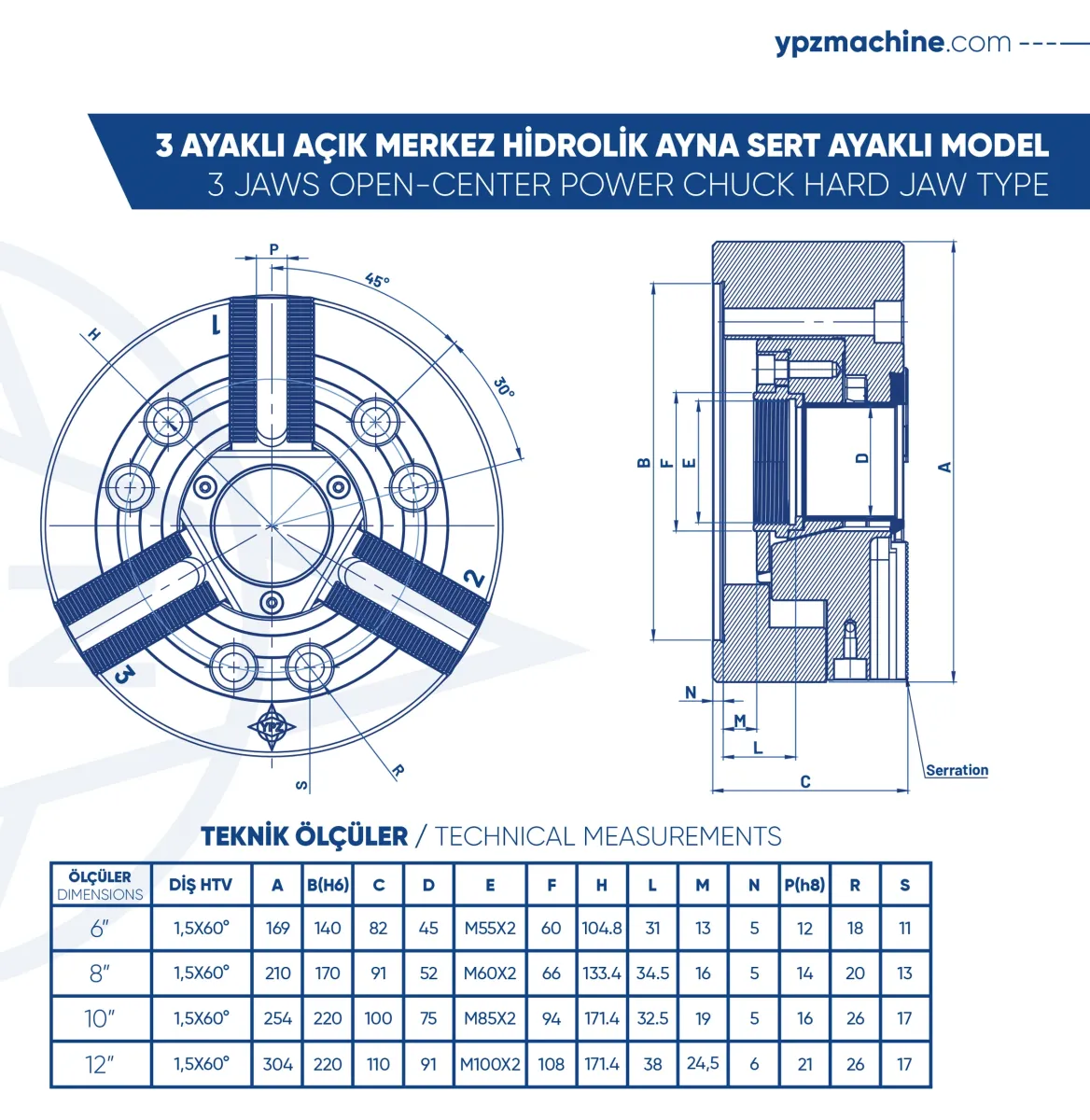 YPZ YPZ103-HJ 10'' 3 Ayaklı Açık Merkez Hidrolik Ayna- Sert Ayaklı Model — görsel 3