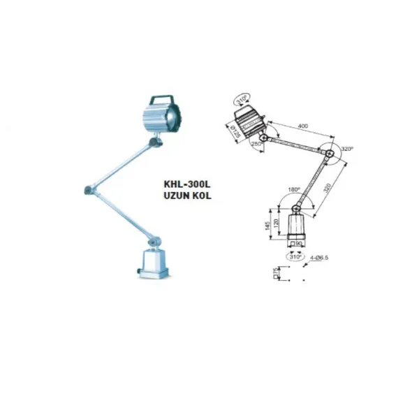 Krasnic C.KHL-300L 320X400Mm Çift Kol Çalısma Lambası 24 Volt
