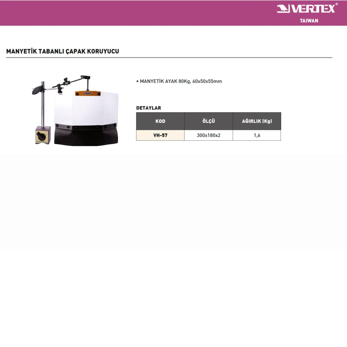 Vertex VH-57 Manyetik Ayaklı Çapak Koruyucu — görsel 2