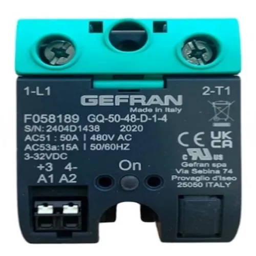 Gefran GQ-50-48-D-1-4 SSR  50A  480V Monofaz Kare Gövde Röle — görsel 1