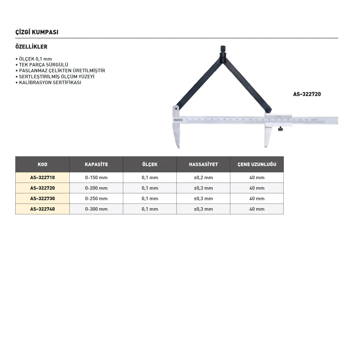 Asimeto AS-322730 0-250Mmx0.1 Mekanik Çizgi Kumpası — görsel 2