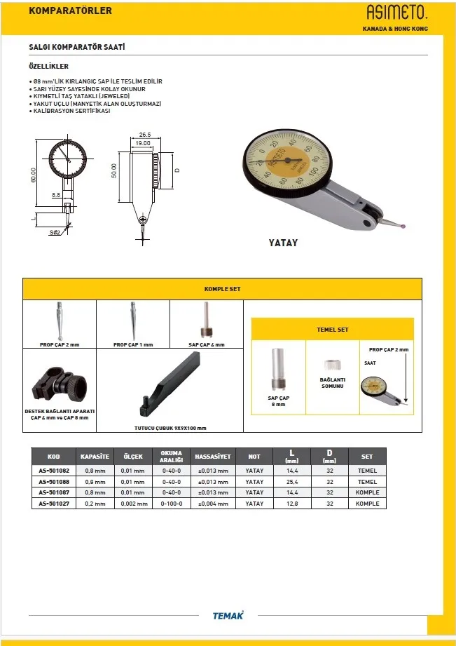 Asimeto AS-501082 Salgı Komparatör Saati̇ Temel Set 0.8mmx0.01 — görsel 2