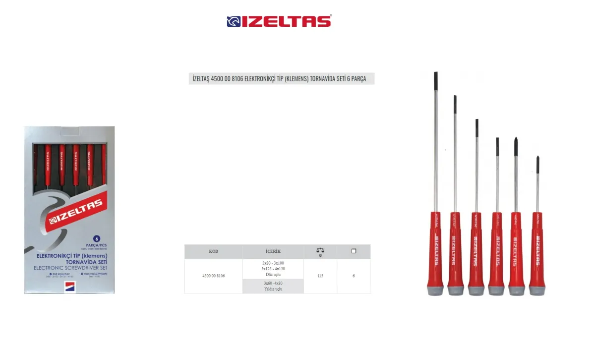 İzeltaş Klemens Tornavida Takımı 6 Parça 4500008106 — görsel 1