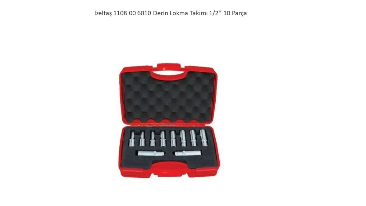 İzeltaş 1/2" Altı Köşe Derin Lokma Takımı 10 Parça 1108006010 — görsel 1