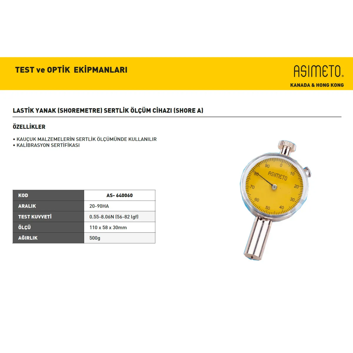 Asimeto AS-640060 Lastik Yanak Sertlik Ölçme Cihazı (Shore A) — görsel 2