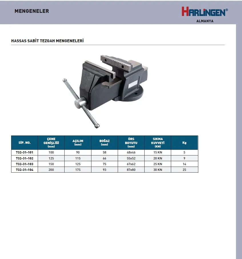 Harlingen HR.732-31-101 Sabi̇t Tezgah Mengenesi̇ 100mm — görsel 2
