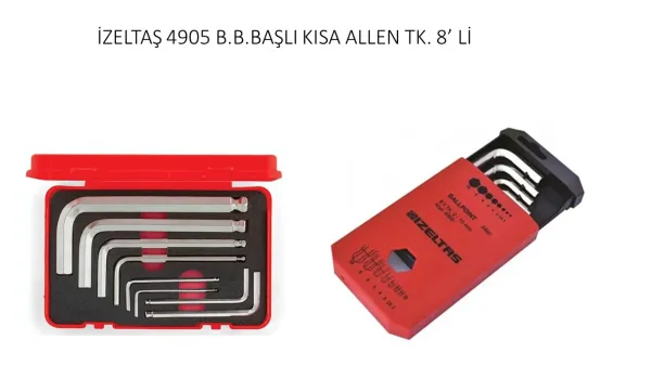 İzeltaş Allen Anahtar Takımı 2-10 mm Kısa Yuvarlak Başlı 8 Parça 4905007108