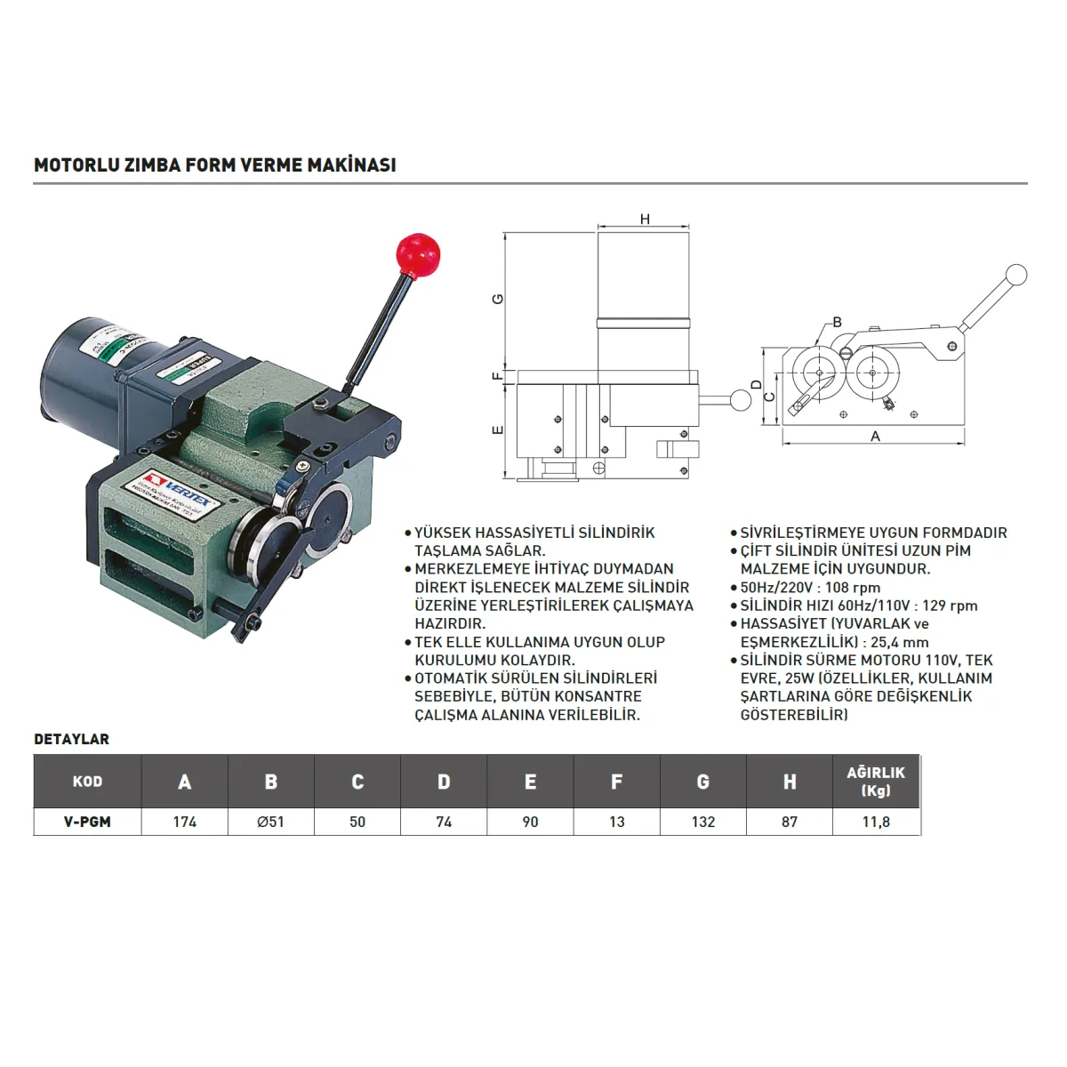 Vertex V-V-PGM Motorlu Zımba Form Verme Makinası — görsel 2