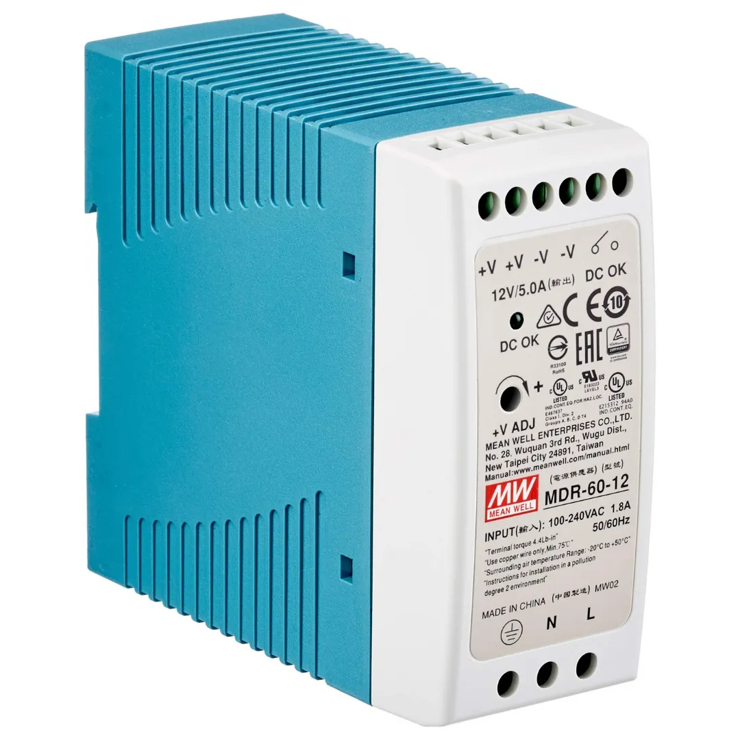 Meanwell MDR-60-12 12Vdc 5A Ray Montaj Tip Regüle Güç Kaynağı — görsel 1