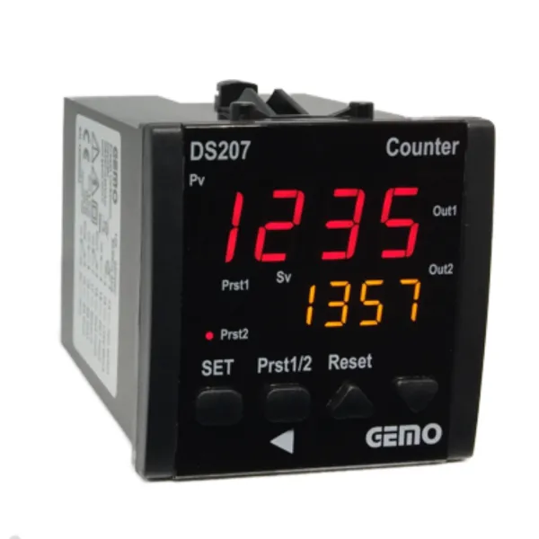 Gemo DS217A-230VAC 72X72 230Vac  6 Haneli Çift Setli Sayıcı