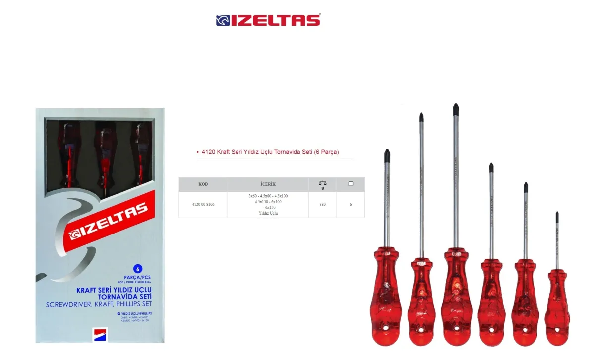 İzeltaş Kraft Yıldız Tornavida Takımı 6 Parça 4120008106 — görsel 2