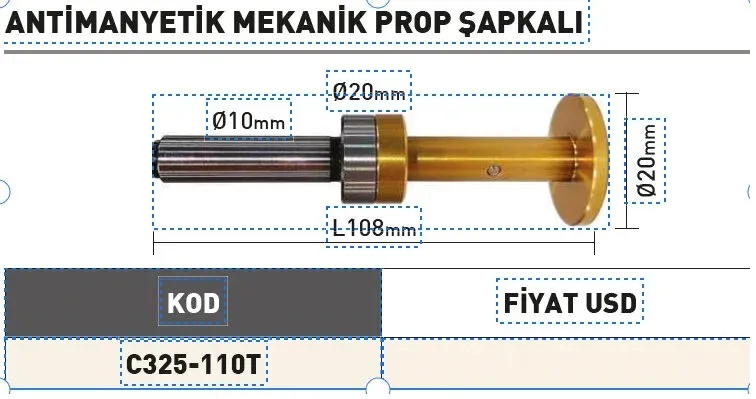 PLD C325-110T Antimanyetik Mekanik Prob Şapkalı Tin Kaplı — görsel 2